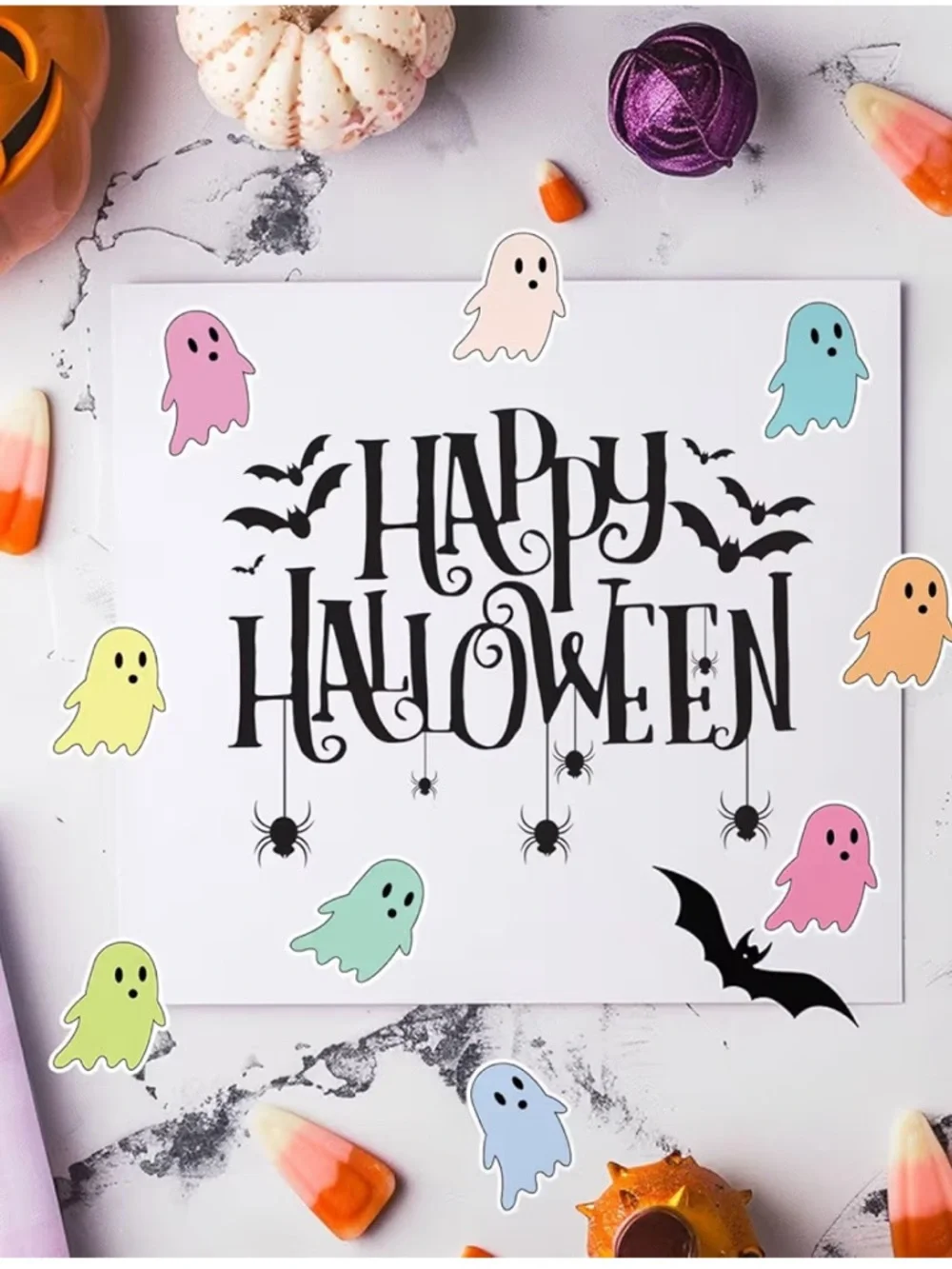 NEW! 👻50 Colorful Ghosts 1.5 inch Stickers